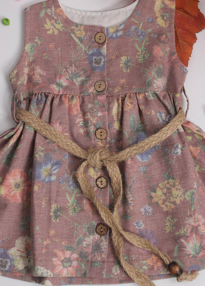 Sanaulla Exclusive Range Cotton Fancy Pret Frock for Girls -  1861 Brown