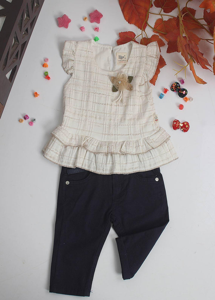 Sanaulla Exclusive Range Cotton Fancy Pret 2 Piece Suit for Girls -  8031 Blue