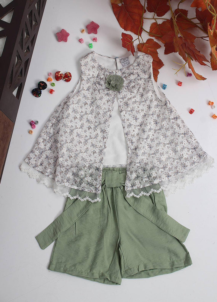Sanaulla Exclusive Range Cotton Fancy Pret 2 Piece Suit for Girls -  10067 Green