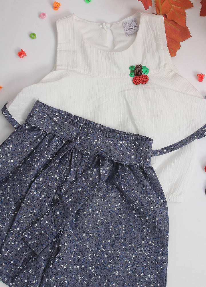 Sanaulla Exclusive Range Cotton Fancy Pret 2 Piece Suit for Girls -  10077 White