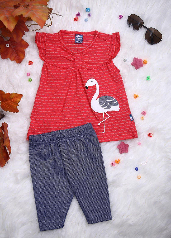 Sanaulla Exclusive Range Cotton Casual Girls 2 Piece -  114223 Red