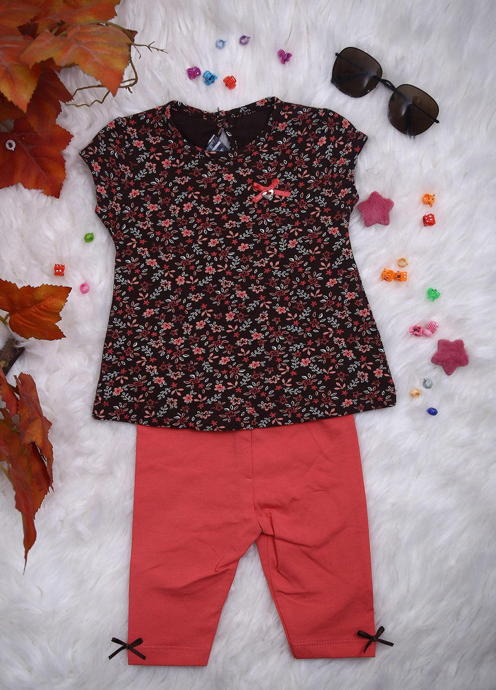 Sanaulla Exclusive Range Cotton Casual 2 Piece for Girls -  114551 Brown