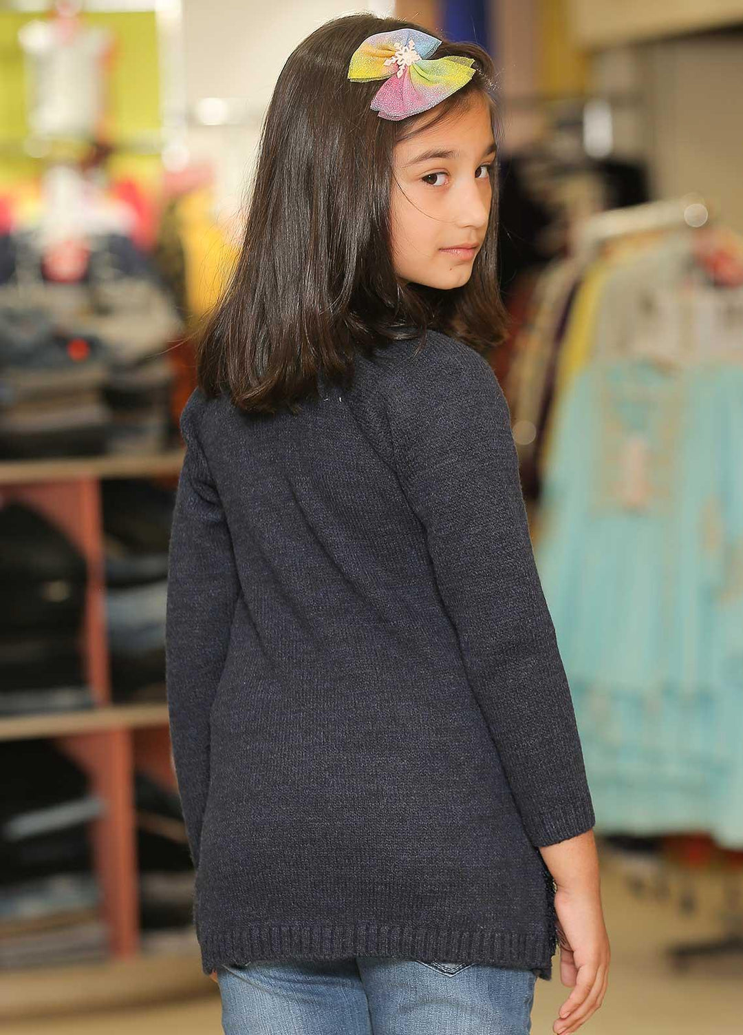 Sanaulla Exclusive Range Cotton Casual Girls T-Shirt -  1009105 Navy Blue