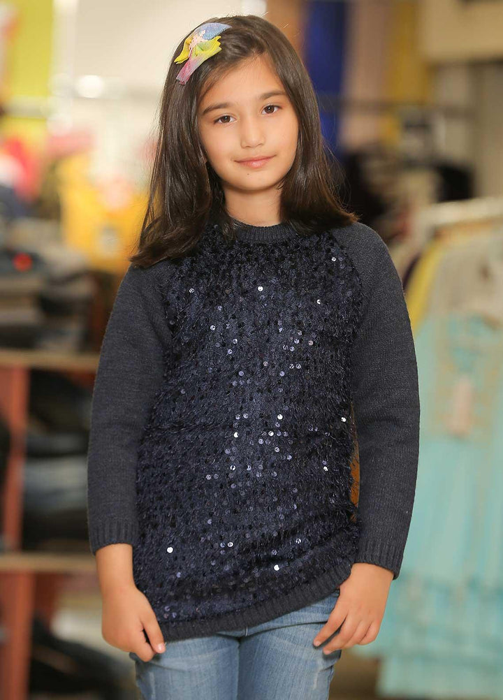 Sanaulla Exclusive Range Cotton Casual Girls T-Shirt -  1009105 Navy Blue