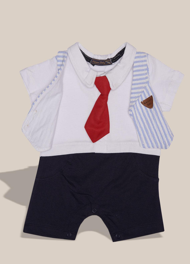 Sanaulla Exclusive Range  Fancy Romper for Boys -  351487 White