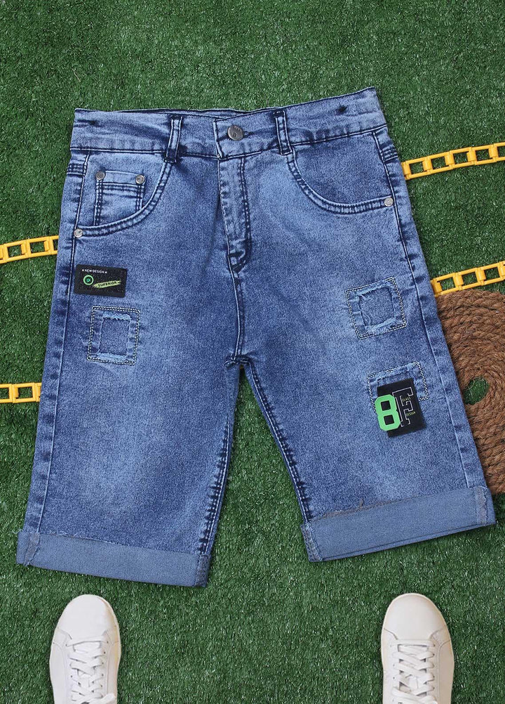 Sanaulla Exclusive Range Cotton Fancy Shorts for Boys -  115911-2 Light Blue