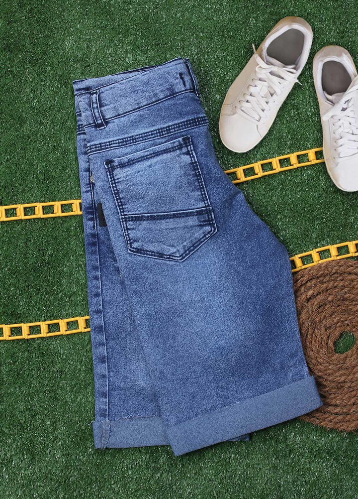 Sanaulla Exclusive Range Cotton Fancy Shorts for Boys -  115911-2 Light Blue