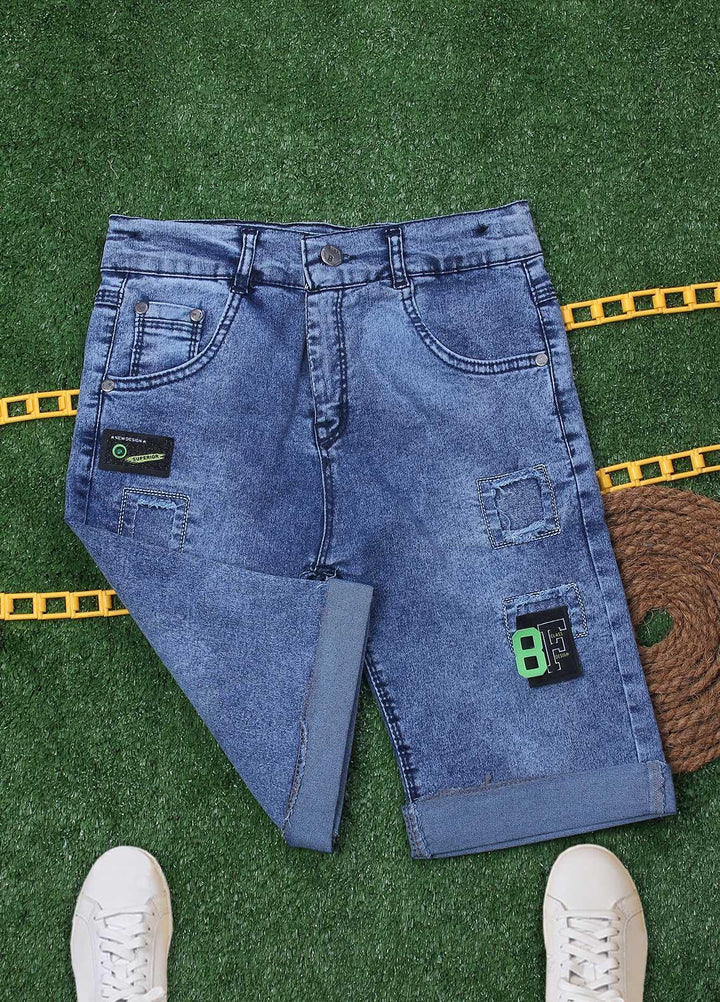 Sanaulla Exclusive Range Cotton Fancy Shorts for Boys -  115911-2 Light Blue