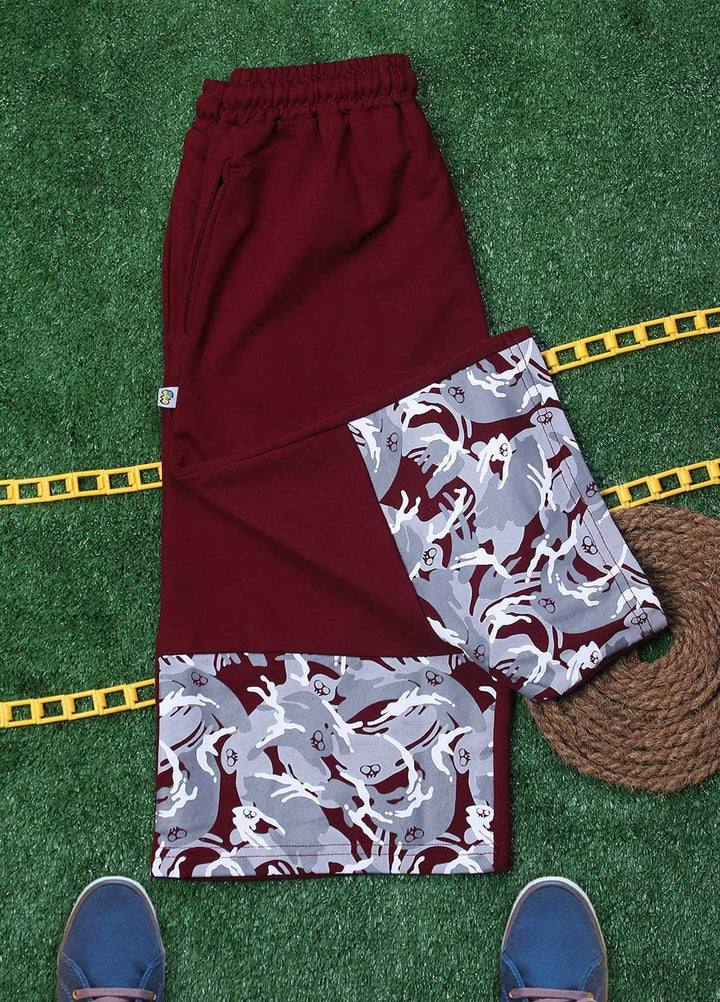 Sanaulla Exclusive Range Cotton Fancy Boys Shorts -  3240 Maroon