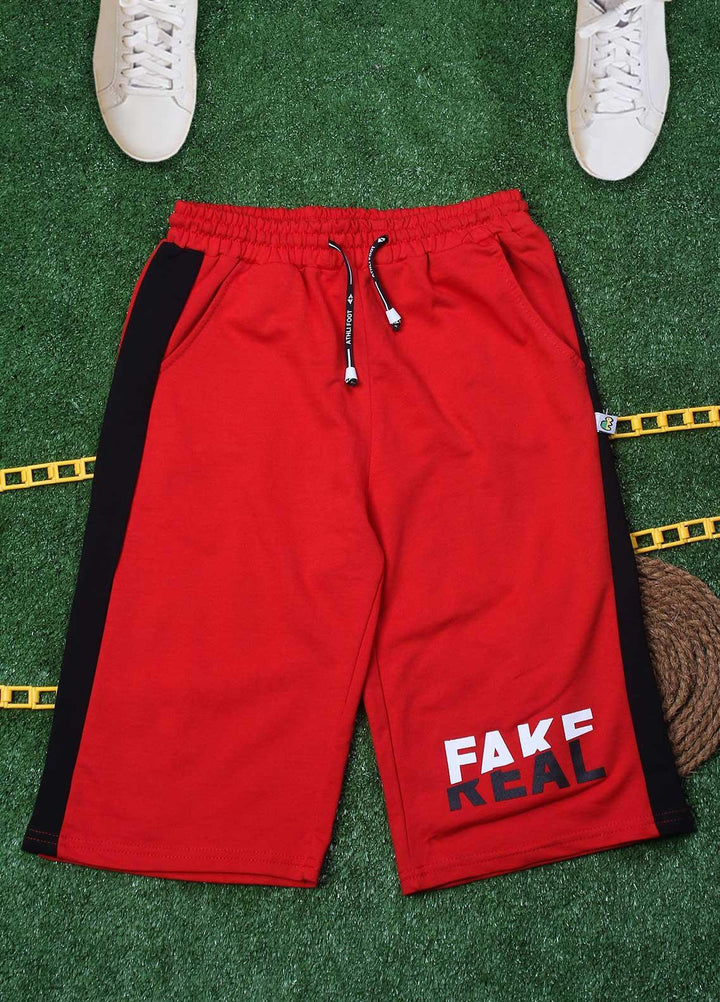 Sanaulla Exclusive Range Cotton Fancy Shorts for Boys -  D-3021-2 Red