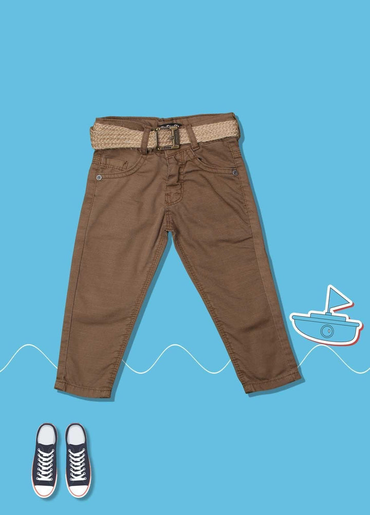 Sanaulla Exclusive Range Cotton Fancy Pants for Boys -  3130 Brown