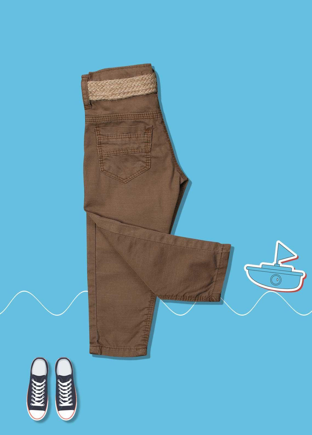 Sanaulla Exclusive Range Cotton Fancy Pants for Boys -  3130 Brown