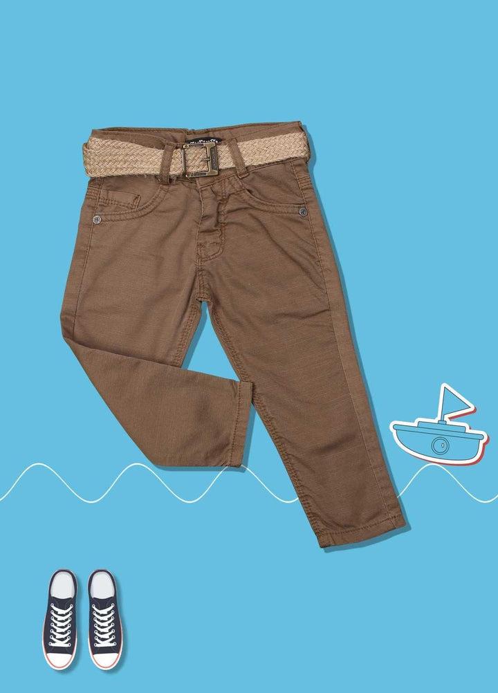 Sanaulla Exclusive Range Cotton Fancy Pants for Boys -  3130 Brown