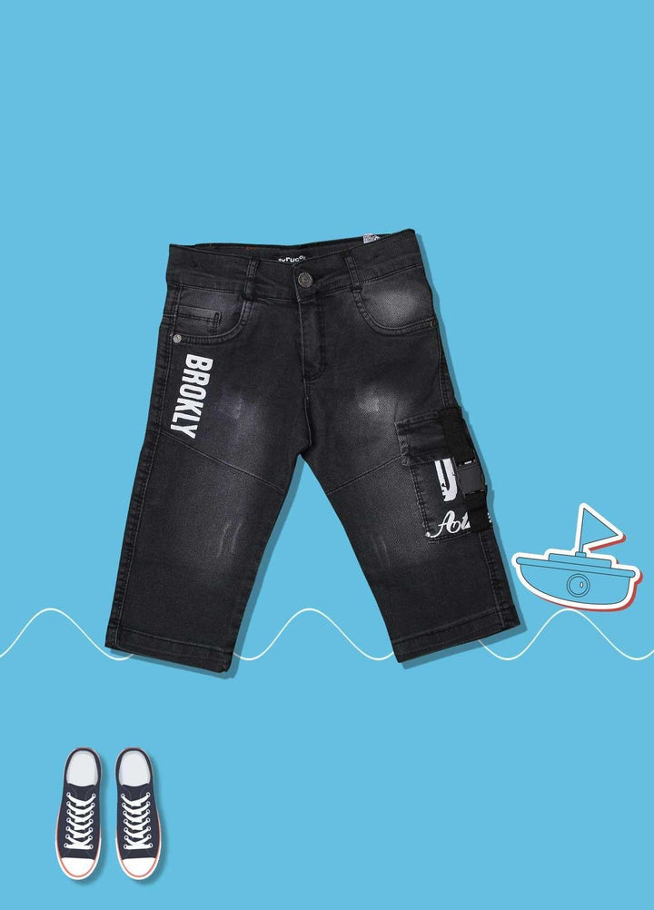 Sanaulla Exclusive Range Cotton Fancy Boys Short -  4135 Dark Grey