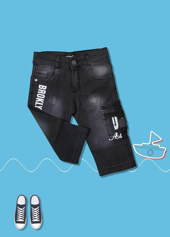 Sanaulla Exclusive Range Cotton Fancy Boys Short -  4135 Dark Grey