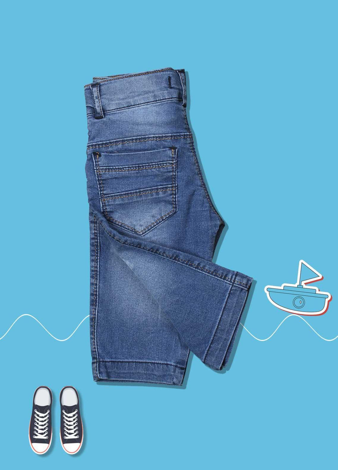 Sanaulla Exclusive Range Cotton Fancy Short for Boys -  4136 Blue