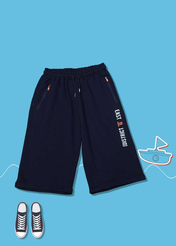 Sanaulla Exclusive Range Cotton Fancy Short for Boys -  D-838-2 Dark Blue