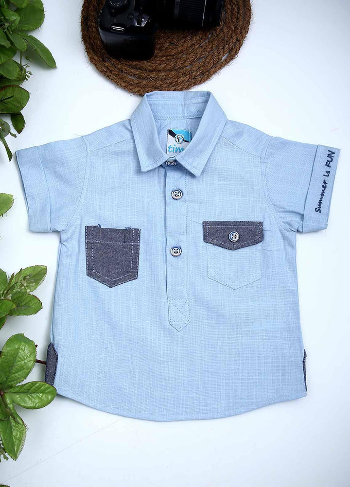 Sanaulla Exclusive Range Cotton Fancy Shirts for Boys -  00801 Sk Blue