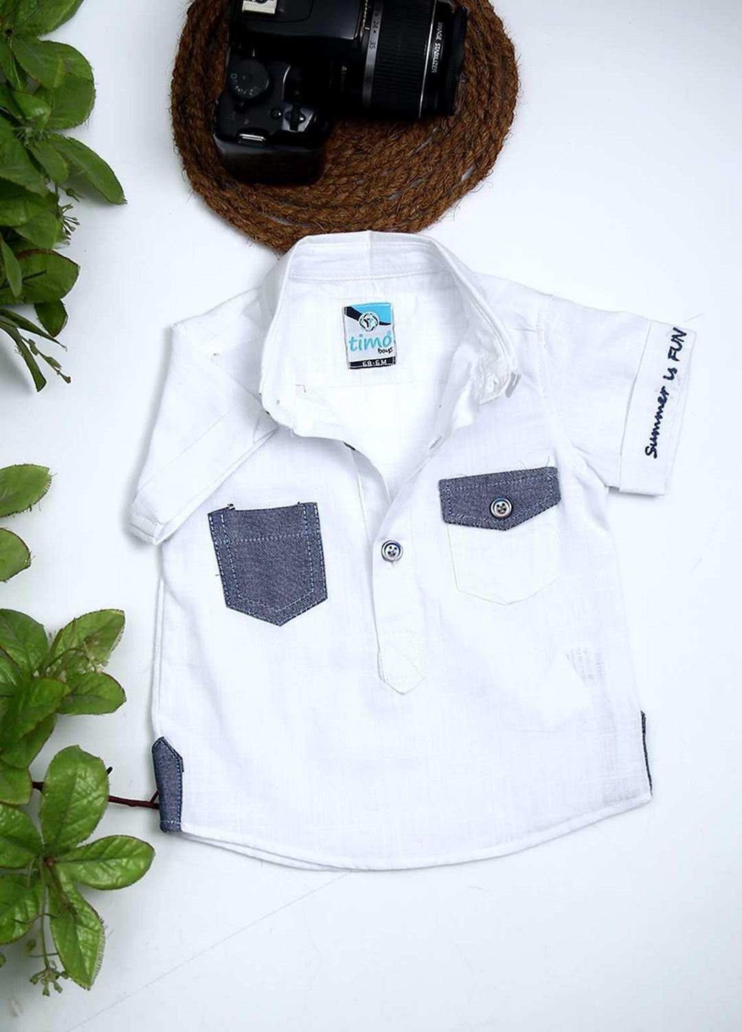 Sanaulla Exclusive Range Cotton Fancy Boys Shirts -  00801 White