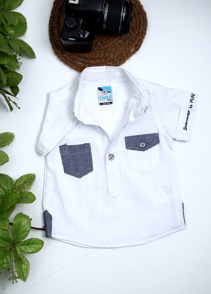 Sanaulla Exclusive Range Cotton Fancy Boys Shirts -  00801 White