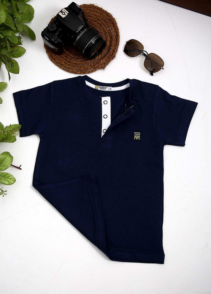 Sanaulla Exclusive Range Cotton Fancy T-Shirts for Boys -  1000895 N Blue