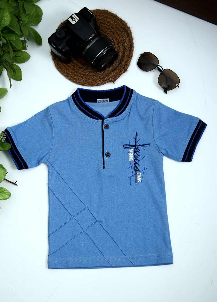 Sanaulla Exclusive Range Cotton Fancy T-Shirts for Boys -  1005028 L-Blue