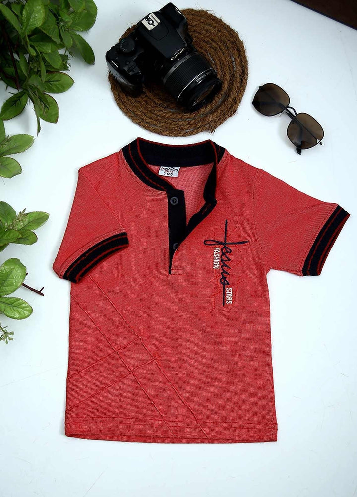 Sanaulla Exclusive Range Cotton Fancy Boys T-Shirts -  1005028 Rust