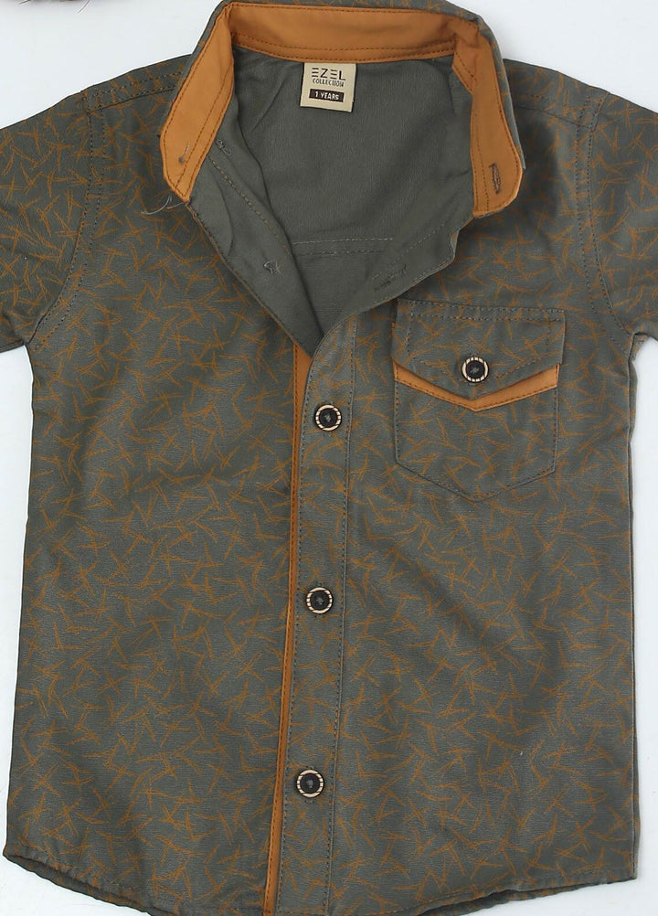 Sanaulla Exclusive Range Cotton Fancy Shirts for Boys -  1010 Green