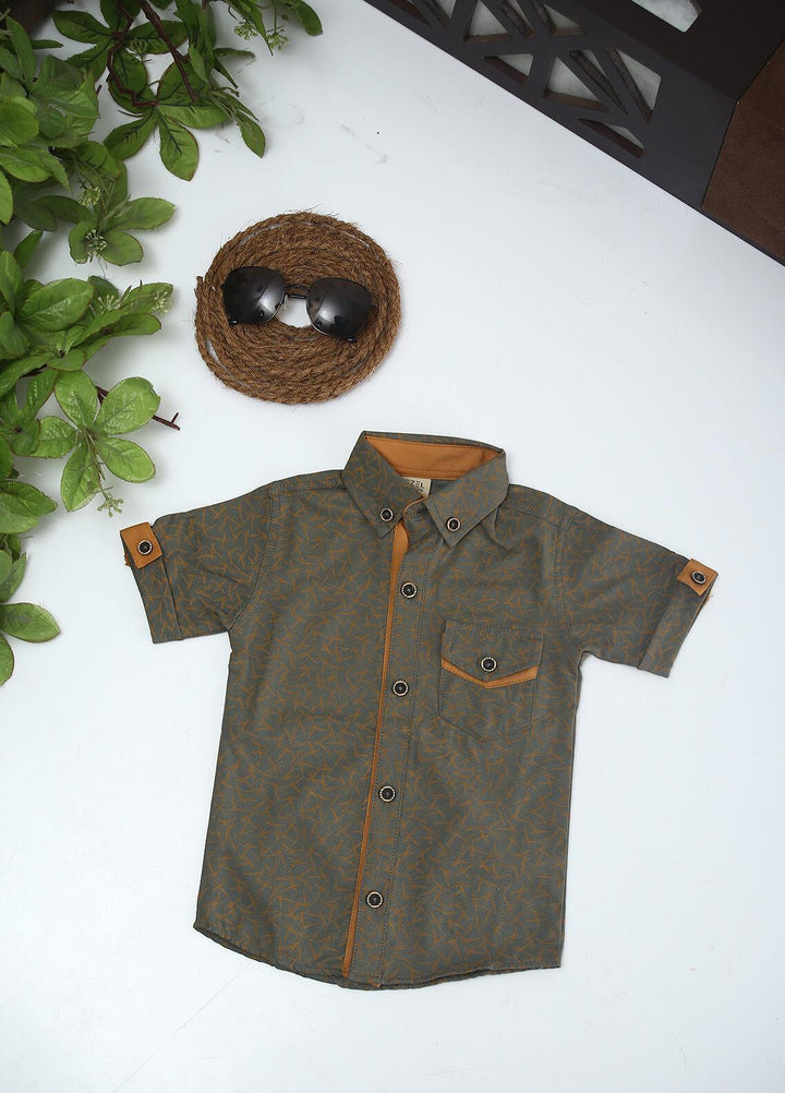 Sanaulla Exclusive Range Cotton Fancy Shirts for Boys -  1010 Green