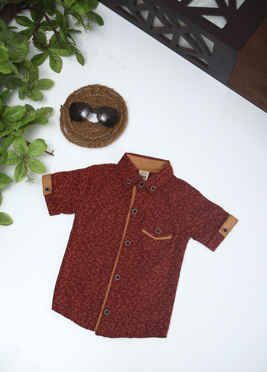 Sanaulla Exclusive Range Cotton Fancy Boys Shirts -  1010 Rust
