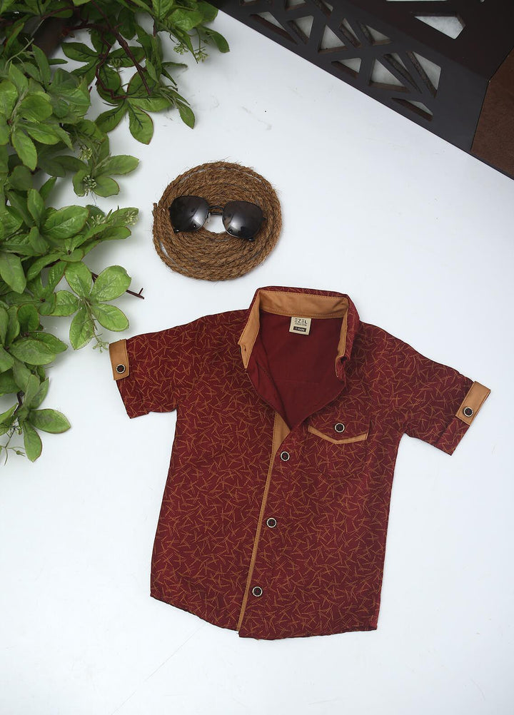 Sanaulla Exclusive Range Cotton Fancy Boys Shirts -  1010 Rust