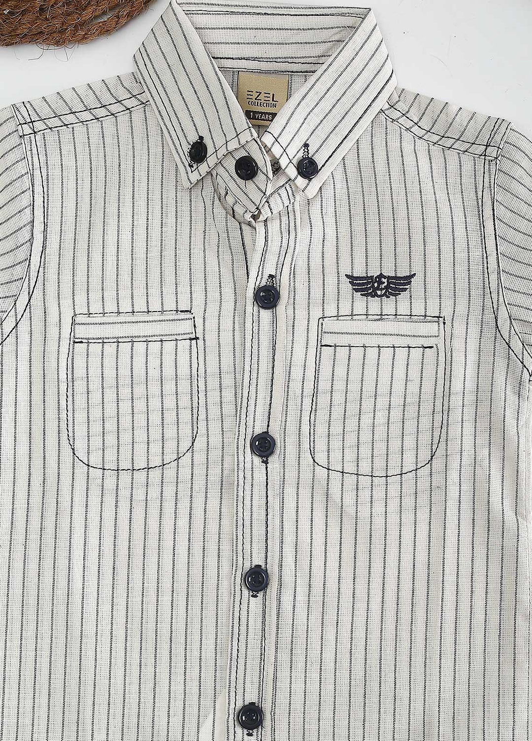 Sanaulla Exclusive Range Cotton Fancy Shirts for Boys -  1011 Off White