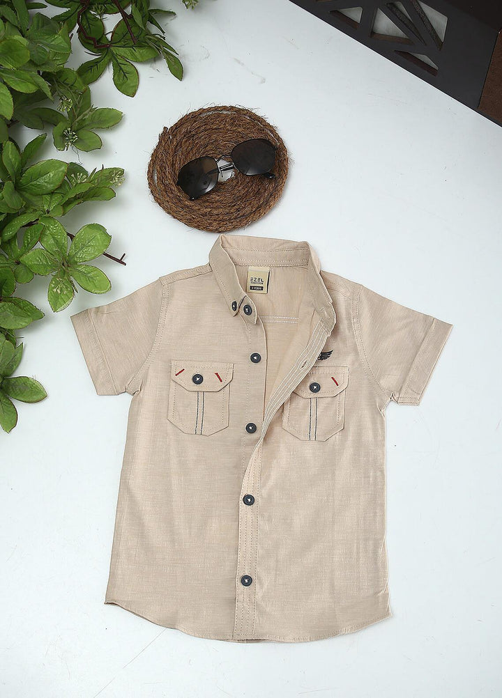 Sanaulla Exclusive Range Cotton Fancy Boys Shirts -  1013 Fawn