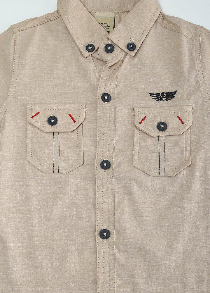 Sanaulla Exclusive Range Cotton Fancy Boys Shirts -  1013 Fawn