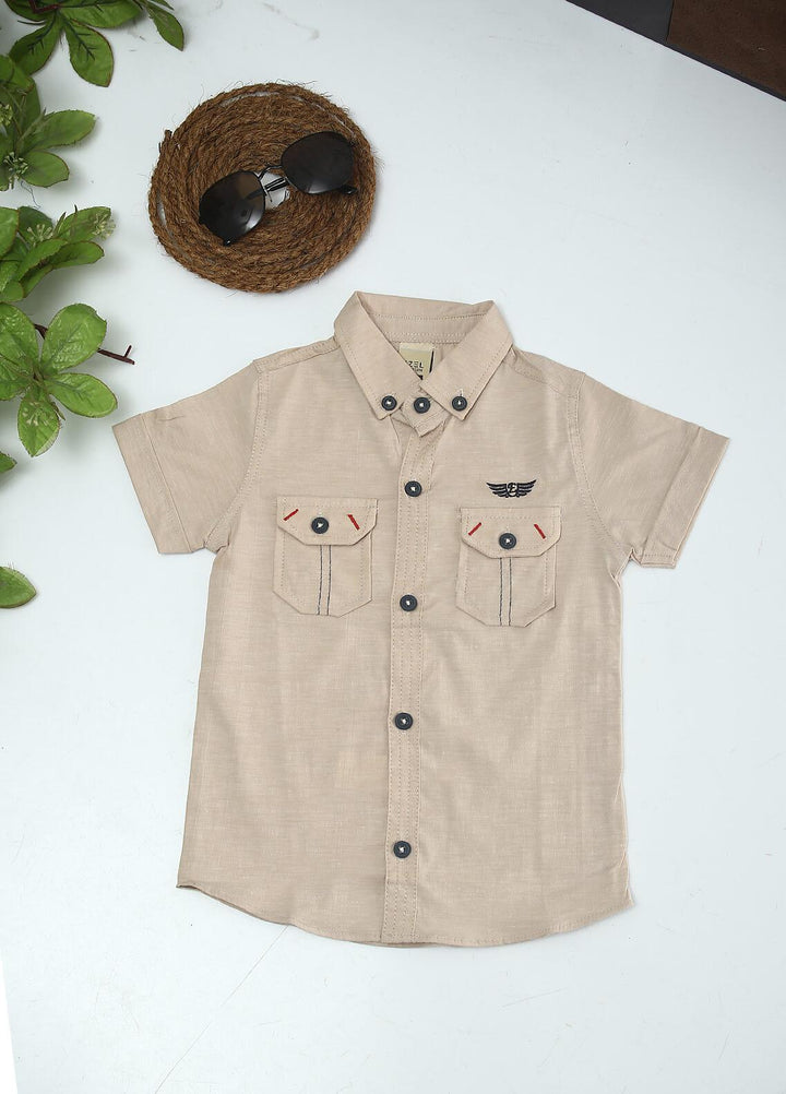 Sanaulla Exclusive Range Cotton Fancy Boys Shirts -  1013 Fawn