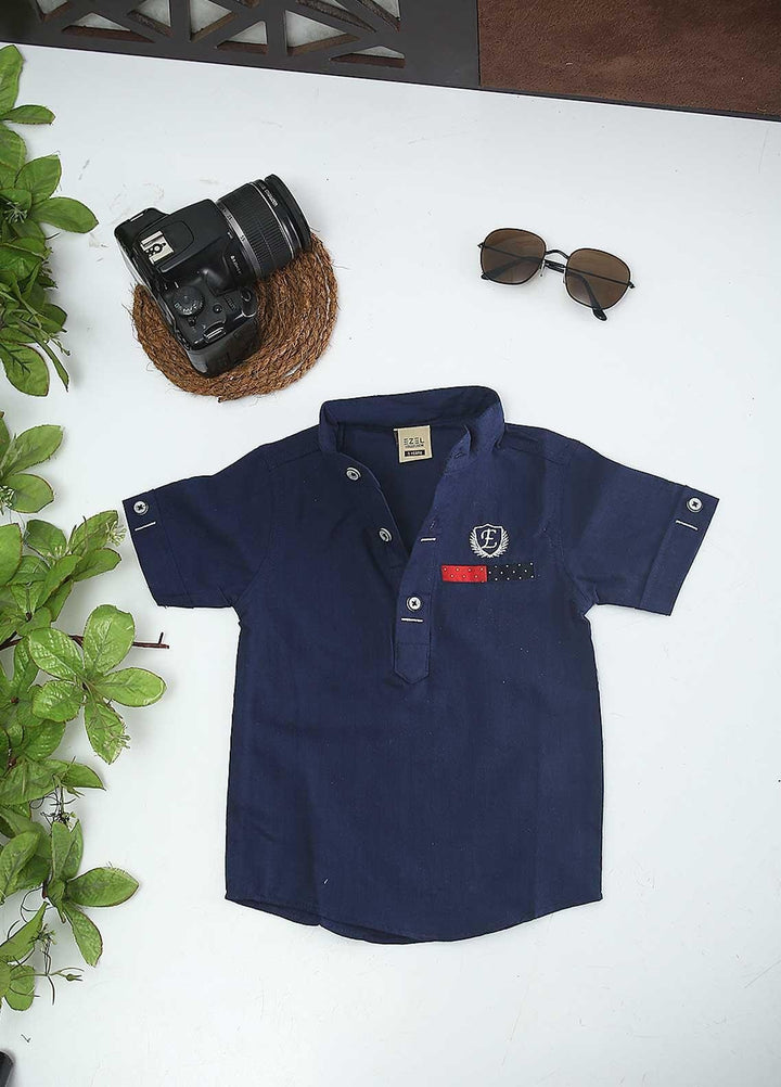 Sanaulla Exclusive Range Cotton Fancy Boys Shirts -  1016 Navy Blue
