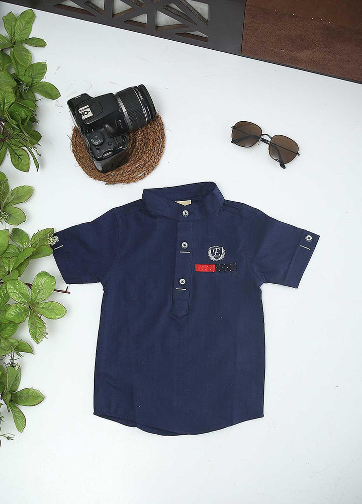 Sanaulla Exclusive Range Cotton Fancy Boys Shirts -  1016 Navy Blue