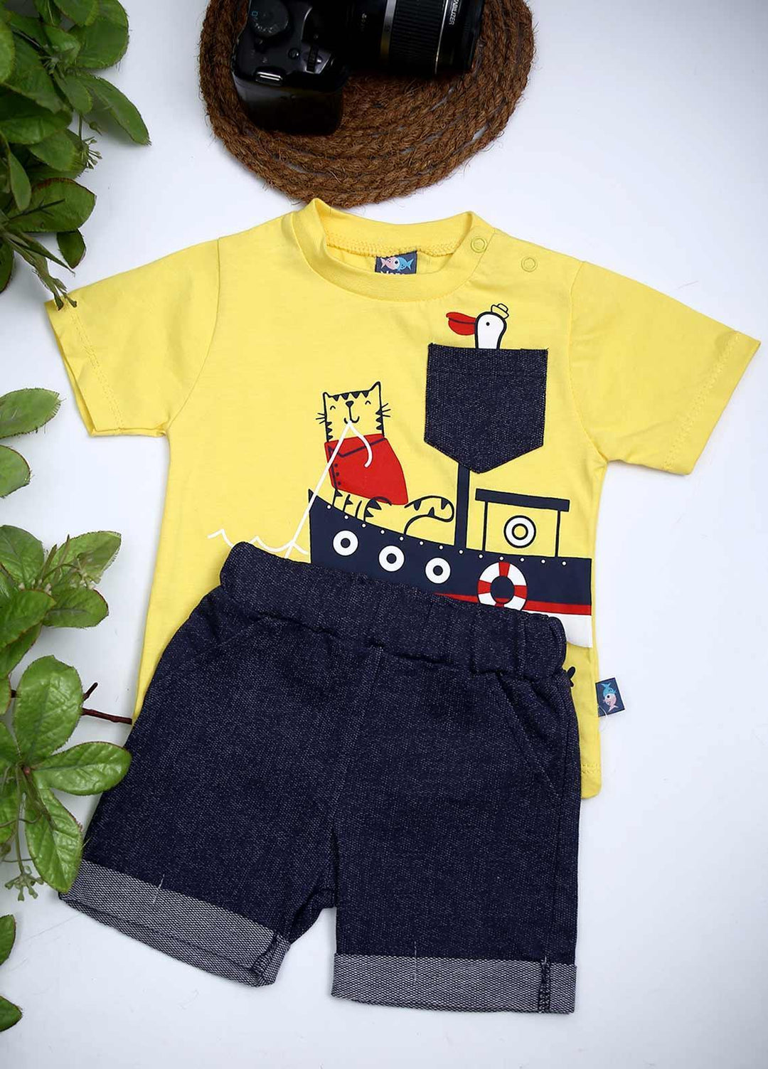 Sanaulla Exclusive Range Cotton Fancy 2 Piece for Boys -  114463 Yellow