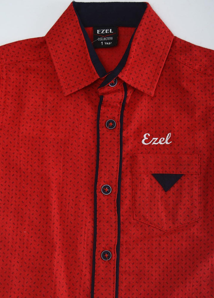 Sanaulla Exclusive Range Cotton Fancy Shirts for Boys -  127-128 Red