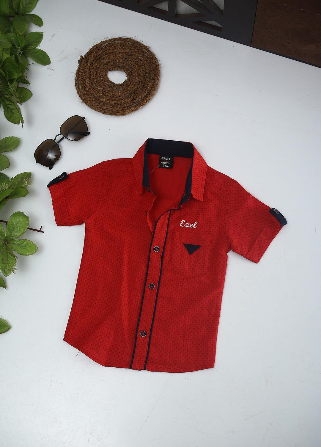 Sanaulla Exclusive Range Cotton Fancy Shirts for Boys -  127-128 Red