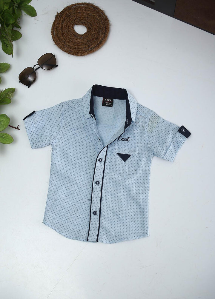 Sanaulla Exclusive Range Cotton Fancy Boys Shirts -  127-128 Sky Blue