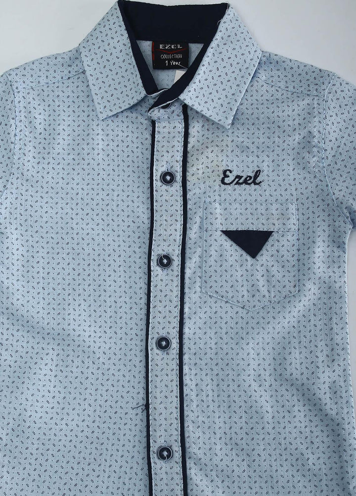 Sanaulla Exclusive Range Cotton Fancy Boys Shirts -  127-128 Sky Blue