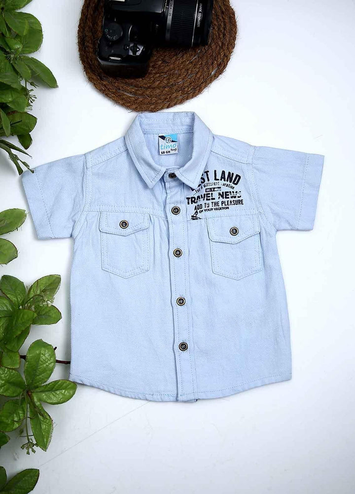 Sanaulla Exclusive Range Cotton Fancy Boys Shirts -  1471 Sk Blue