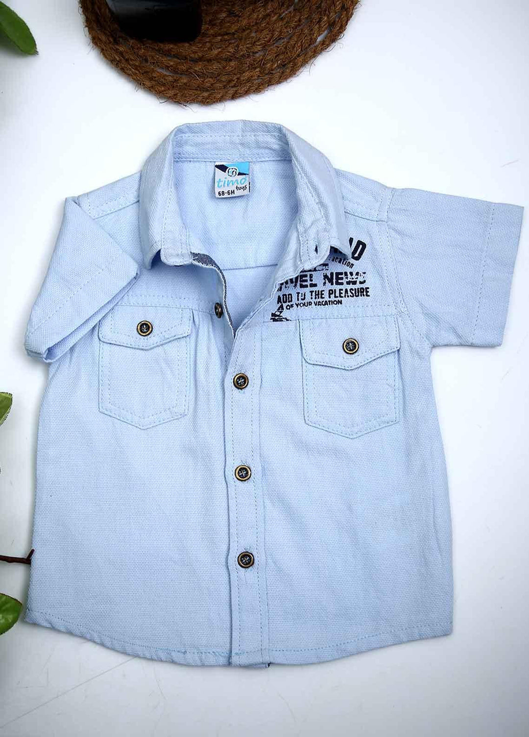 Sanaulla Exclusive Range Cotton Fancy Boys Shirts -  1471 Sk Blue