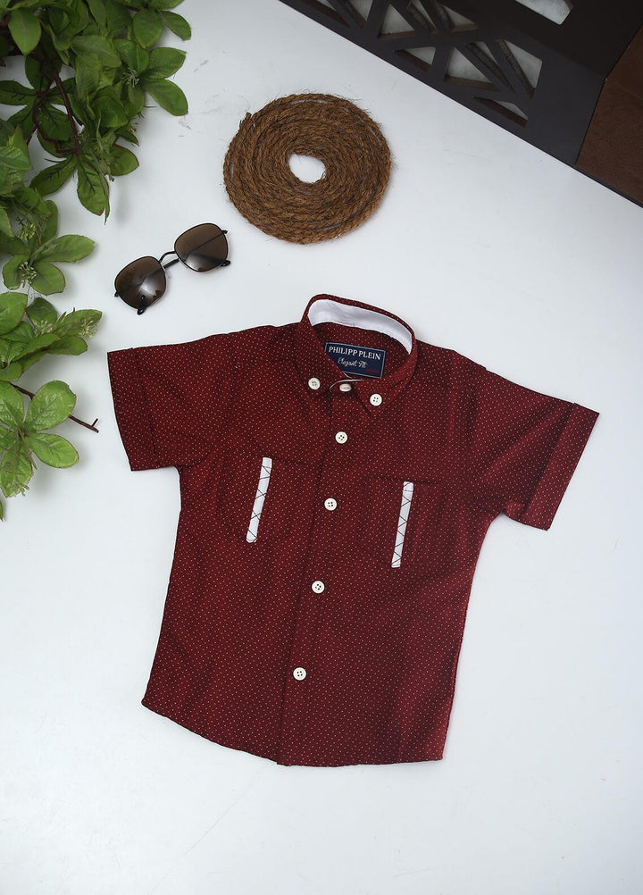 Sanaulla Exclusive Range Cotton Fancy Boys Shirts -  2001 Maroon