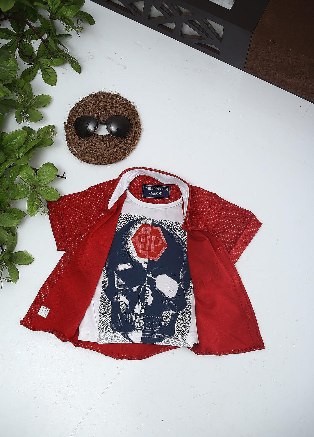 Sanaulla Exclusive Range Cotton Fancy Shirts for Boys -  2001 Red