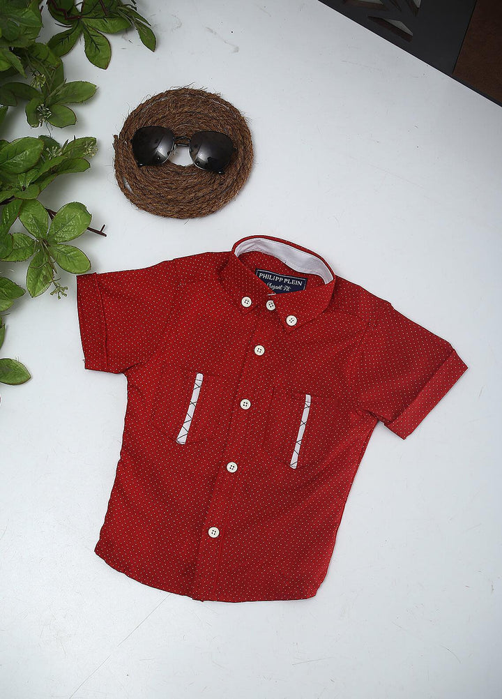 Sanaulla Exclusive Range Cotton Fancy Shirts for Boys -  2001 Red