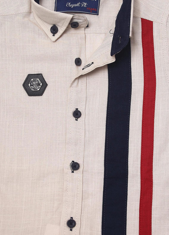 Sanaulla Exclusive Range Cotton Fancy Shirts for Boys -  2003 Fawn