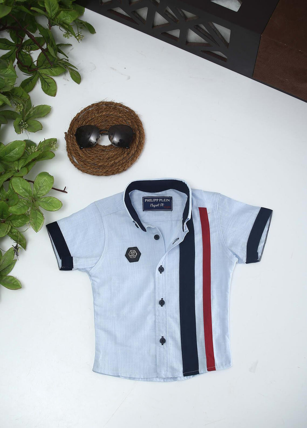 Sanaulla Exclusive Range Cotton Fancy Boys Shirts -  2003 Sky Blue