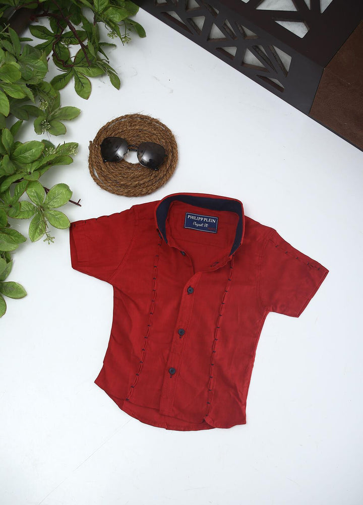 Sanaulla Exclusive Range Cotton Fancy Shirts for Boys -  2005 Red